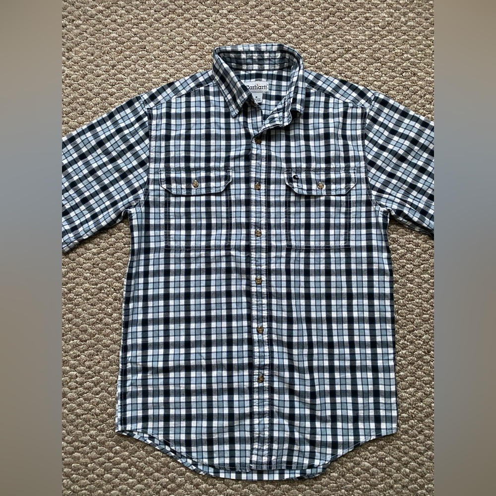 Carhartt Plaid Men’s Medium Cotton Button Down Shirt Blue